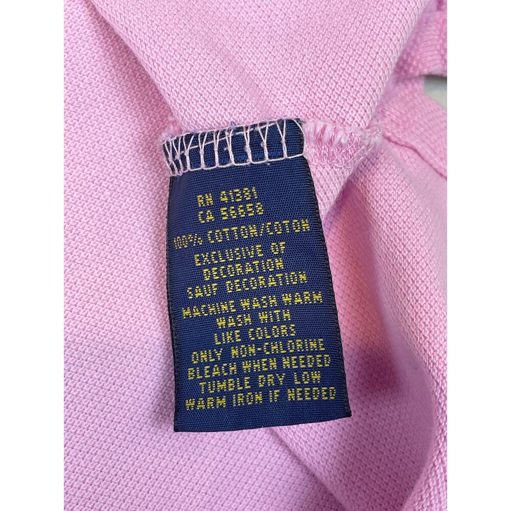 Polo Ralph Lauren Sz M Classic Fit Pink Polo Green Embroidered Logo 100% Cotton - Picture 7 of 8